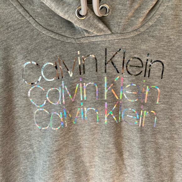 CALVIN KLEIN gray hooded tunic sweatshirt dress SIZE small - Picture 3 of 11